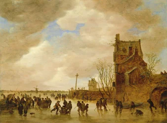 Scène de patinage en hiver